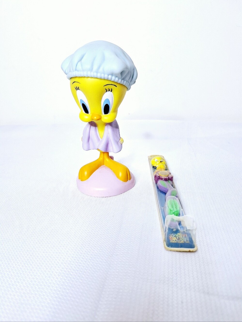 Vtg. Tweety Bird "Self Care Tweety" Rare sealed Tweety Bird toothbrush & Holder